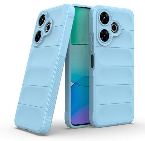 LBH Handyhülle für Xiaomi Redmi 13 Schutzhülle Case Cover Bumper Anti-Schock Stoßabsorbierende Hülle Robust Stoßfest Kratzfest rutschfest GripLine Hellblau