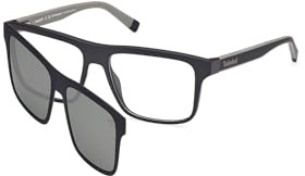 Timberland Herren Tb50008 Timberland TB50008 Brillengestell für Herren mit Sonnenclip, Brille mit leichtem Spritzgussrahmen, mit Sehstärke, rechteckige Linsenform, inklusive Etui (1er Pack)