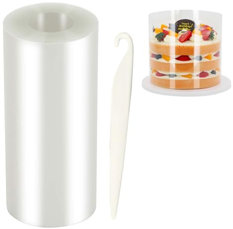 Rhodoid Patisserie,Rouleaux Rodoide 20 cm x 5m,Transparent Patisserie Film Bordure,Rouleaux Colliers à Gâteau,Acetate Film,Décoration de Gâteaux,Anneaux pour Desserts