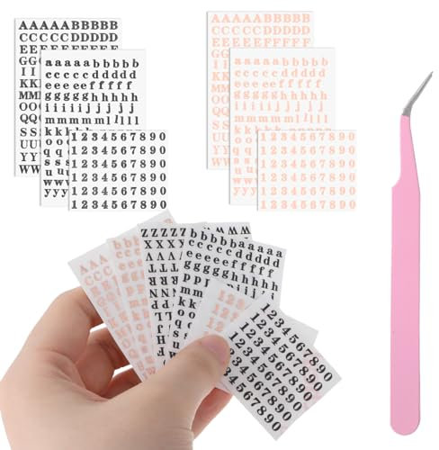 Letter Nail Stickers, 0.11Inch Letter Nail Charms, 6 Sheets Self Adhesive Mini Letters Stickers for Nails, Alphabet and Number Sticker for DIY Craft Scrapbook Nails Keyboard