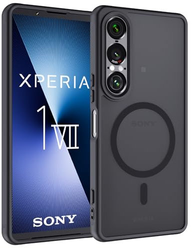 Vanrain Magnetisch Hülle für Sony Xperia 1 VII Kompatibel mit MagSafe, Handyhülle Stoßfest Kratzfest Mat Transluzente Rückseite Handyhülle, Schwarz