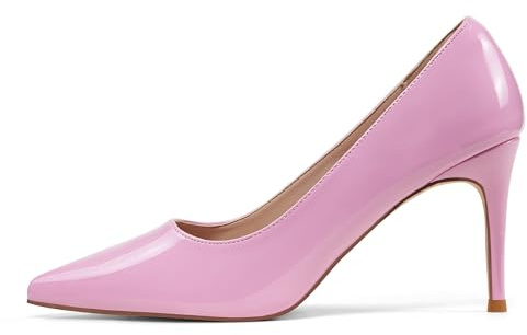 Zhabtuc Escarpins Stiletto en Cuir Verni, Bout Pointu, Talon 8 cm pour Mariage & Bal