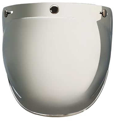 XYJTC Motociclo Visiera a bolla ribaltabile a 3 bottoni a pressione for caschi jet 3/4 (trasparente)(Silver)