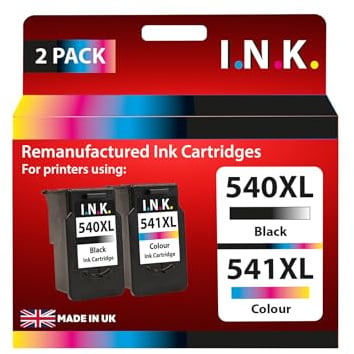 I.N.K. Remanufactured Canon PG-540 XL/CL-541 XL InkJet Cartridges 2 Pack Black & Colour Compatible with MG4150, MG4250, MX375, MX395, MX435, MX455, MX475, MX515, MX525, MX535, TS5150, TS5151