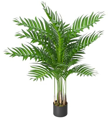 FIVMEN Livistona - Palmier artificiel - Plantes d'intérieur - Avec pot de fleurs - Décoration pour salon, chambre à coucher, bureau - 110 cm de haut
