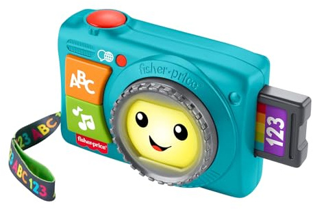 Fisher-Price Laugh & Learn Cámara Musical con Luz, Multilingüe | Italiano, español, portugués, inglés, motricidad fina, juego simbólico, bebés y niños 6+ meses, JNV96