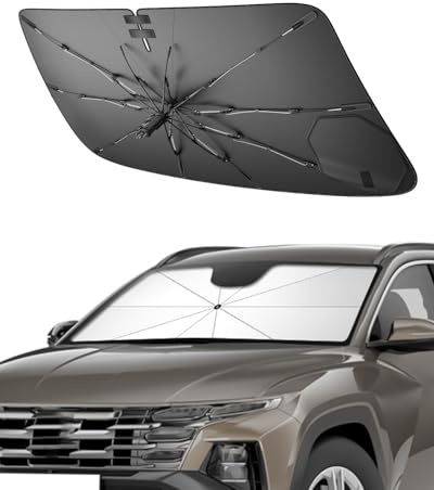 SHAOHAO Compatible con Hyundai Tucson NX4 2022-2026 Protector Solar para Coches Parabrisas Visera Solar Fácil Almacenamiento Tirador con cordón Protección UV Protector Solar Accesorios Hyundai Tucson