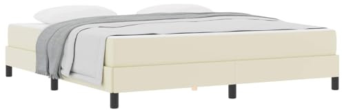 vidaXL Bettrahmen mit Matratze Creme 180 x 200 cm Stoff, Moderner rechteckiger Bettrahmen, robuster Holzwerkstoff, mehrzonen Komfort, Taschenfedermatratze, Schlafmöbel