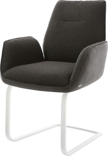 DELIFE Schwingstuhl Zoa-Flex Freischwinger flach Weiß Materialmix Schwarz Taschenfederkern