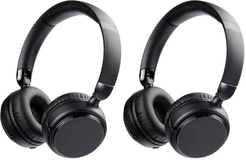 Amazon Basics Wireless Bluetooth 5.1 Over-Ear Headphones, 35h playtime, Lightweight, Adjustable, for Travel, Office, Mobile Phone, PC, Black (Pack of 2)