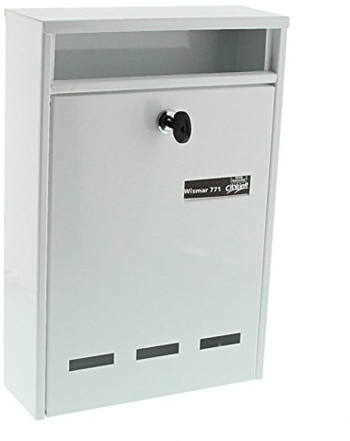 Burg Wächter Anlagenbriefkasten, A5 Einwurf-Format, Verzinkter Stahl, Wismar 771 W, Weiß