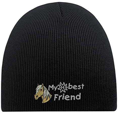 Beanie-Mütze mit Einstickung – Pferd Haflinger My Best Friend - 54840 Schwarz
