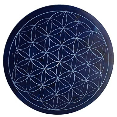 Budawi® Speckstein Untersetzer Blume des Lebens 10 cm rund Farbe blau