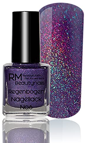 Hologram Effekt Regenbogen Nagellack Holographic Holo Lack Nail Polish Toller Effekt No. 6 Lila Purple 1er Pack (1x5ml)