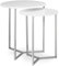 Relaxdays Beistelltisch rund 2er Set, Wohnzimmertische Holz Tischplatte, 3 Metallbeine, verchromt, D: 50 und 40 cm, weiß