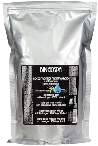 Sale da bagno anti-età dal Mar Morto con collagene per infezioni della pelle, psoriasi, acne, stress, sudorazione, dolori muscolari 1000 g BINGOSPA