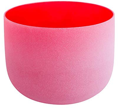ENERGYSOUND 432 Hz Perfect Pitch C Root Chakra Red Colored Frosted Quartz Crystal Singing Bowl 10 inch(25 cm) mallet &O-ring included