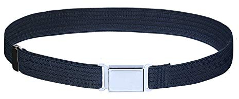 Kajeer Gürtel für Jungen Mädchen Verstellbar - Großer Elastischer Stretchgürtel mit einfacher Magnetschnalle für 2-15 jährige Jungen und Mädchen (Navy Blau-Wellen Muster)