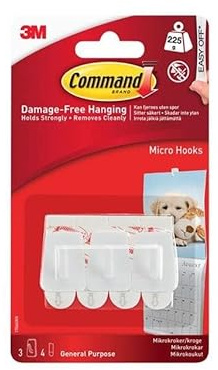 3M 17066 Command Micro Hooks with Strips44; 3 Count