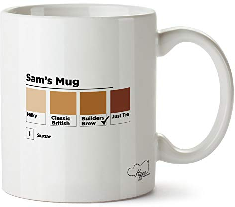 Hippowarehouse Personalised Your Name, Tea Colour, How Many sugars? - Guide Matching Chart Printed Mug Cup Ceramic 10oz