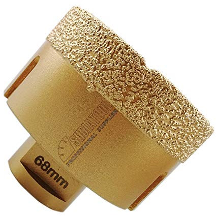 SHDIATOOL Forets Diamant 68mm Brasé Sous Vide et Trépans avec Filetage M14 pour Perçage à sec en Porcelaine Carrelage Granit Marbre