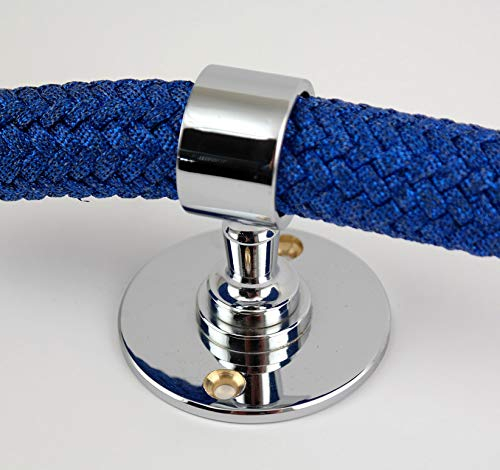 Gepotex Soporte de cuerda/soporte de pared/soporte de cuerda cromado para cuerda de 25 mm – pasamanos cuerda de pasamanos – cuerda de pasamanos