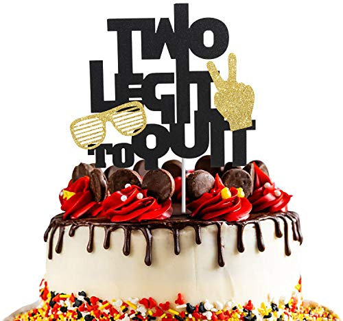 Two Legit to Quit Kuchendekoration, glitzernd, für zwei Jahre alte Geburtstagskuchendekoration, 2. Sekunde Kindergeburtstagsparty-Dekoration oder Babyparty