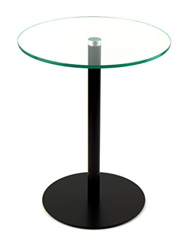 freeroom24 Designer Beistelltisch Glas Schwarz Matt 50x50x70cm - Wohnzimmertisch - Stabiler Couchtisch - praktischer Coffee Table rund - Kleiner Kaffeetisch - Glastisch - Sofatisch - Made in Germany