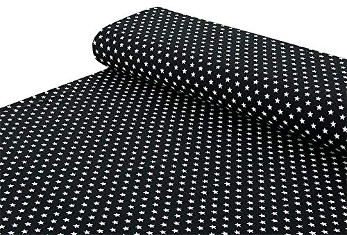 Baumwoll - Jersey Stoff Sterne schwarz - Meterware ab 25 cm x 150 cm - Stoff zum Nähen