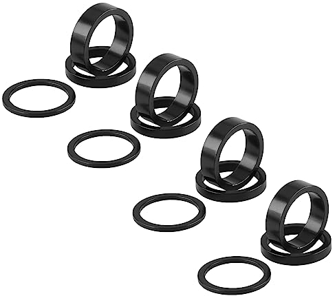 TRIWONDER Ahead Vorbau Spacer 1 1/8 Zoll, Lenkkopferweiterung 12 Stück, Fahrradlenker Abstandshalter, MTB Rennrad Distanzscheiben (A - Schwarz - Aluminium)