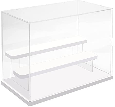 Nynelly 3-stöckige transparente Acryl-Vitrine für Modelle, Minifiguren, Pop Mart, Labubu, Sonny Angel, Smiski – montieren Sie staubdichte Displaybox mit Tür, Präsentationsständer (weiße Basisstufe)