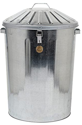 Muddy Hands 90 Litre Large Galvanised Metal Bin with Locking Lid Home Kitchen Outdoor Garden Storage Dustbin