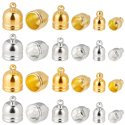 SUPERFINDINGS 120 STÜCKE 9~12mm Golden & Splitter Messing Kabelenden Steckverbinder Perfekte Endkappe Endkappen Fass Für Schnur Perlen Draht Schmuck Handwerk Herstellung
