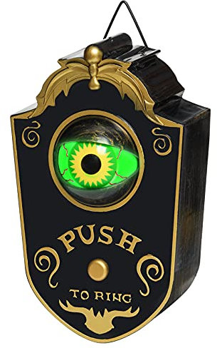 Halloween Doorbell, Animated Eyeball Haunted Doorbell Halloween Decoration with Spooky Sounds, Trick or Treat Event for Halloween Party House Decor, Black