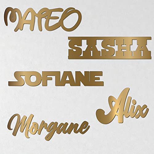 Prénom Pour Porte De Chambre D'Enfant Personnalisable - Nom D'Enfant À Personnaliser - Plaque PVC Avec Lettres Découpées - 17 couleurs disponibles (Or Mat)