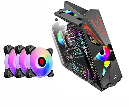 BBNB Boitier ATX Cas D'ordinateur, Mi-Tour PC Étui De Jeu M-ATX/ITX - De Face I/O USB 3.0 Panneau Latéral en Verre Trempé - Refroidissement De l'eau Ready - 7 RVB Ventilateurs (Color : Black)
