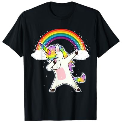 Dabbing Unicorno Camicia Carino Unicorno Dab Danza Con Arcobaleno Maglietta