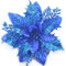 GL-Turelfies 12 fiori di Natale glitterati 15 cm, con 12 clip di Natale artificiali a forma di stella di Natale, per albero di Natale, decorazioni per albero di Natale (Blu)