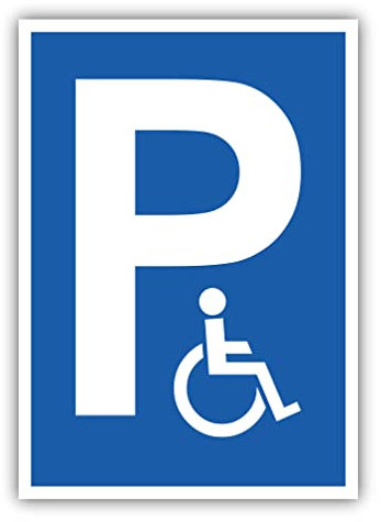 tradercat Panneau de stationnement pour handicapés - En vinyle - Avec protection UV - Pour panneaux d'avertissement handicapés - 30 x 21 cm