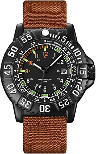 findtime Uhren Herren Analog Quarz Armbanduhr mit Nylon Armband Taktische Uhr Militär Outdoor Herrenuhr Datum Leuchtzeiger