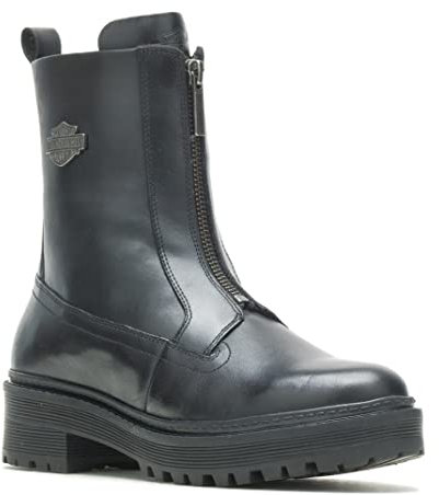 HARLEY-DAVIDSON FOOTWEAR Carney - Stivale da donna con zip frontale, nero, 37 EU