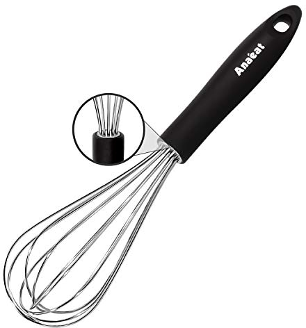 Anaeat 26cm Stainless Steel Whisk - Balloon Whisk, Thick Stainless Steel Wire & Strong Handles, Kitchen Egg Beater Blender for Cooking, Blending, Whisking, Beating and Stirring