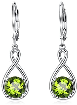 SEIYANG Peridot Ohrringe Silber 925 hängend Creolen Baumeln Damen mit 5A Zirkonia Geburtsstein August für Frauen Geburtstags Schmuck Geschenk für Sie