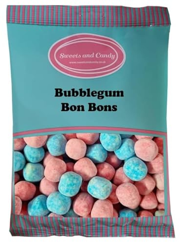 Sweets and Candy® Bubblegum Bon Bons 1kg - Retro Blue and Pink Chewy Bon Bons - Bulk 1 Kilo Bag - Pick and Mix Sweets Share Size Bags - Perfect Sweet Gift Idea for any Occasion