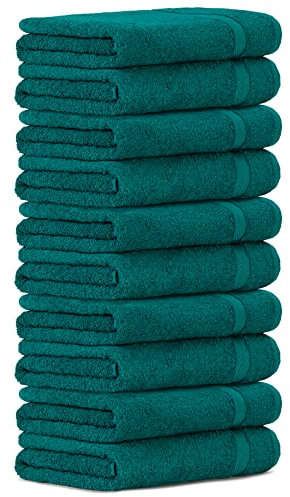 Luckytowel 10er Set Duschtücher 70x140 cm 100% Baumwolle, 600g/m² Oeko-Tex Duschtuch-Set 10er Pack Petrol