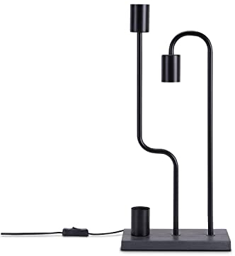 Paco Home Tischlampe Stehlampe Vintage E27 Wohnzimmerlampe Industriell Design Modern LED Lampe Retro Schlafzimmer Holz, Lampenart:Tischleuchte 2, Farbe:Schwarz