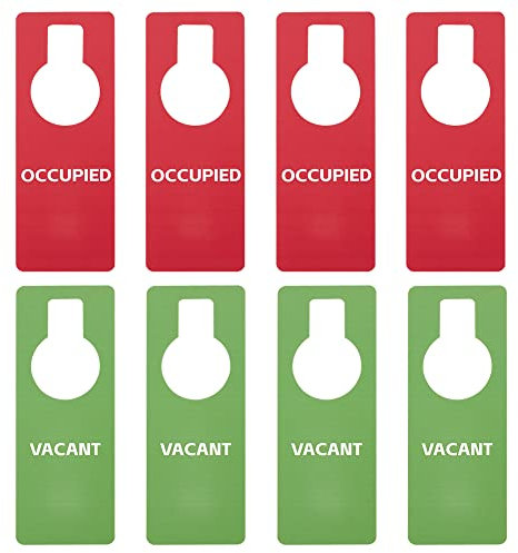 GLOBLELAND 8Pcs Vacant Occupied Sign Plastic Door Knob Hanger Signs PVC Vacant Occupied Door Signs Hanger Signs for Office Bedroom Hotel Decoration, red and green, 21.5x8cm/8.5x3.2