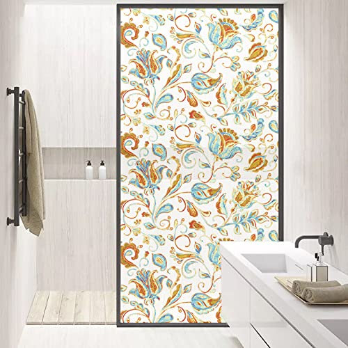 Fensterfolien Blickdicht statischselbsthaftend sichtschutz milchglas Fenster Aufkleber Anti-UV Folie Ranke 90X58CM