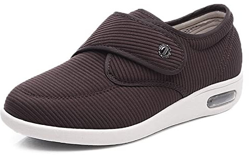 VBVARV Extra Breite Schuhe Damen Und Herren, Leicht, Atmungsaktiv, Verstellbar, Geschwollene KnöChel, öDeme, FüßE, Gesundheitsschuhe FüR äLtere Menschen Diabetikern, Bunion,Braun,EU37