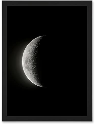 Artery8 Lunar Phases Moon Waning Crescent Space Astronomy Artwork Framed Wall Art Print A4